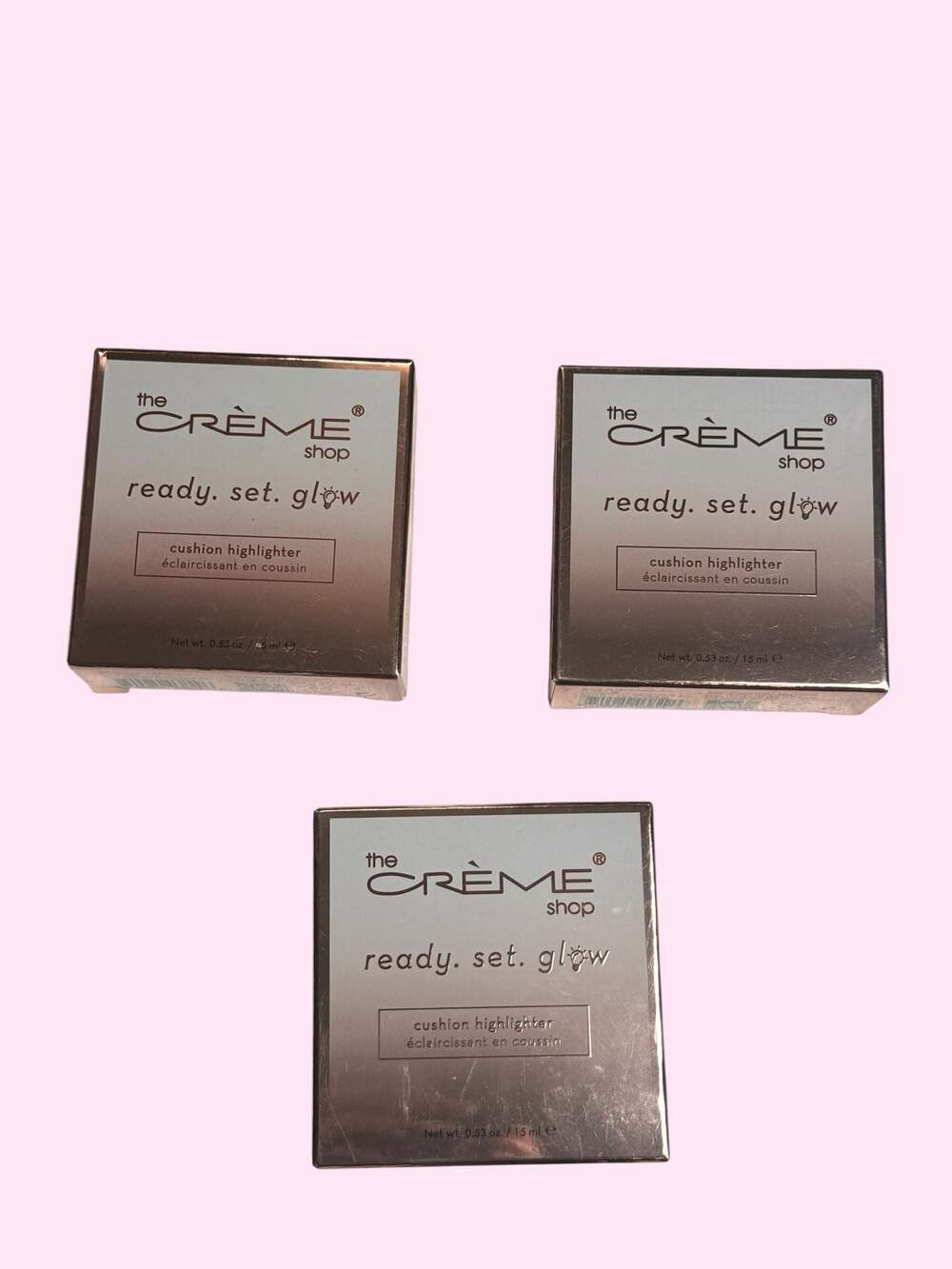 The Crème Shop Ready. Set. Glow. Cushion Highlighter in Rose Gold Glow (3-Pack)